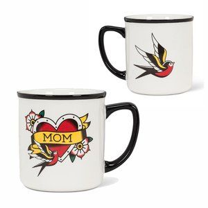 Abbott Collection “Mom” Tattoo Style Stoneware Mug NWT